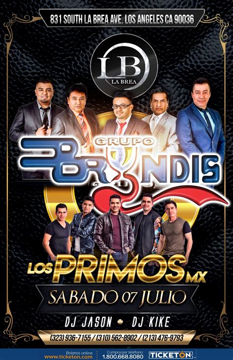 Grupo Bryndis Los Angeles Tickets Boletos La Brea Nightclub