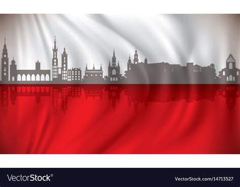Flag Of Poland With Krakow Skyline Royalty Free Vector Image