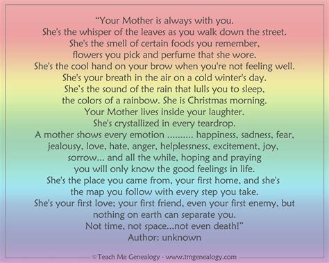 Your Mother Is Always With You Poem Teach Me Genealogy Mother