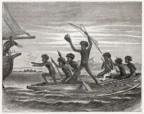 Aboriginal Canoe Men Date Circa 1860 Available As Framed Prints Photos Wall Art And Photo Ts