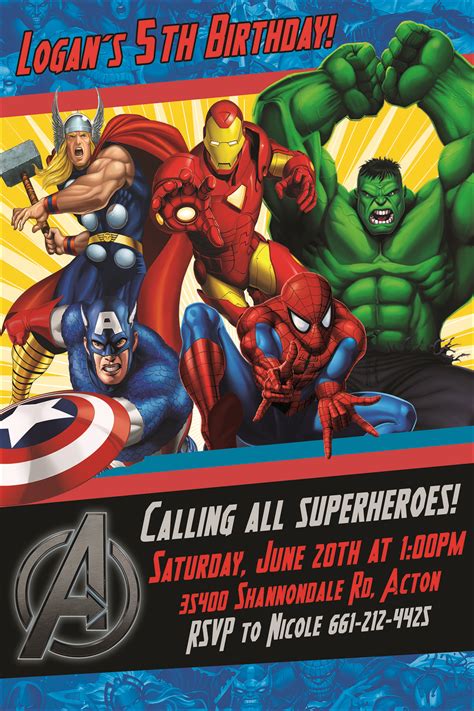 Avengers Birthday Invite Etsy Superhero Birthday Party Invitations