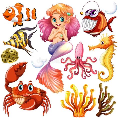 Different Types Of Sea Animals Stock Vector Illustration Of Living