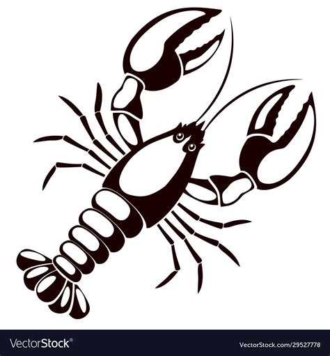 Black And White Silhouette Lobster Icon Royalty Free Vector