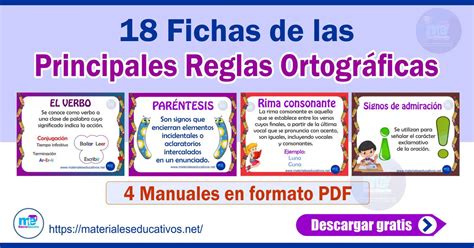 18 Fichas De Las Principales Reglas Ortográficas I Material Educativo