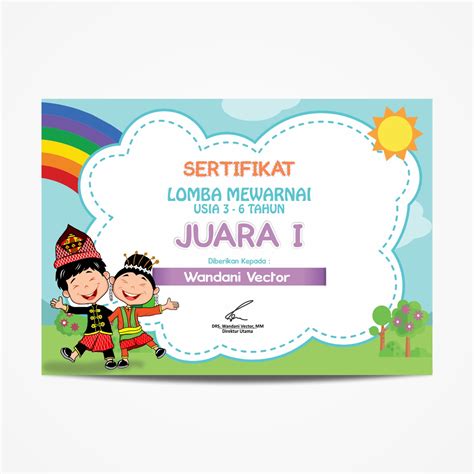Contoh Gambar Piagam Lomba Mewarnai Tk - KataUcap