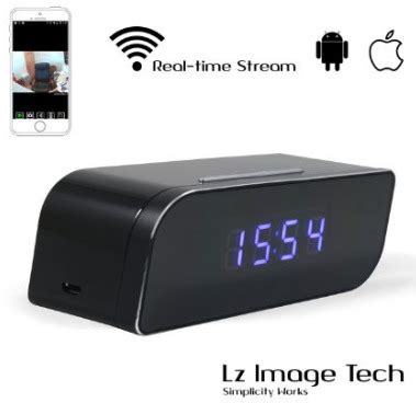 Smoke detector wifi camera color: Lz Desktop Clock Wifi Spy Hidden Home Surveillance Camera ...