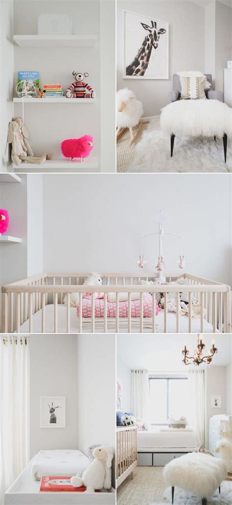 Modern All White Nursery With A Pop Of Pink Style Me Pretty Living