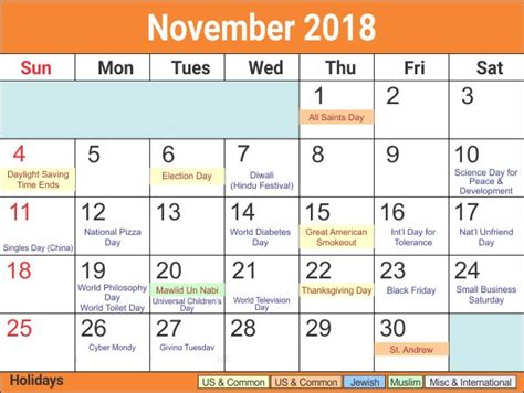 November 2018 Calendar Holidays India November Calendar Holiday