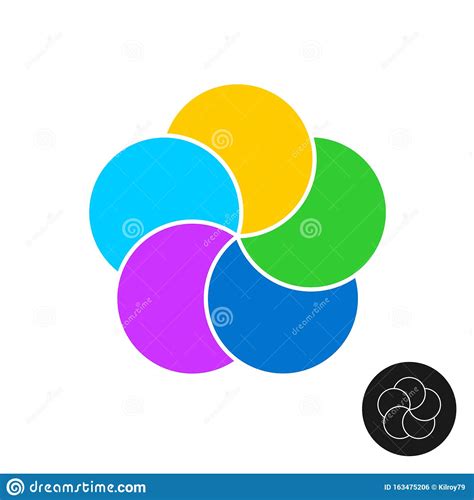 Five Color Circles Infographic Elements Template 5 Round Parts Graphic