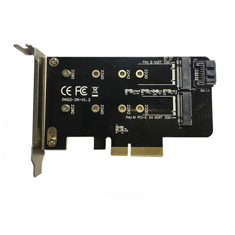 Dual M.2 PCI Express Adapter, M2 SSD NVME (M Key) or SATA (B Key) 2280