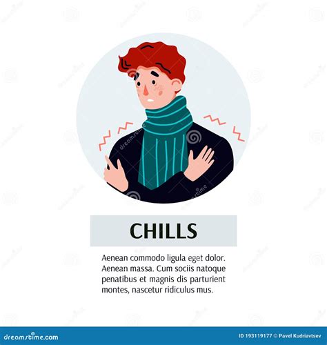 Banner With Chills Symptom Of Flu Or Cold Cartoon Vector Illustration