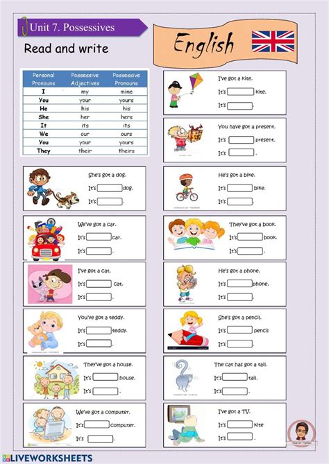 Pronombres Y Adjetivos Posesivos Interactive And Downloadable Worksheet