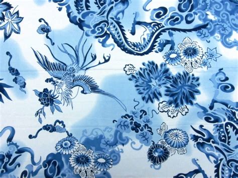 Printed Silk Charmeuse Floral In Blue White Background Bandj Fabrics