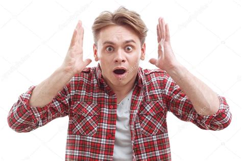 Surprised guy showing wonder Stock Photo by ©yacobchuk1 ...