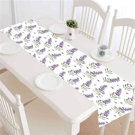 Lavender Linen Burlap Table Runnernature Pattern With