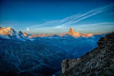 Matterhorn At Sunrise Seen From Rothorn Zermatt Switzerland