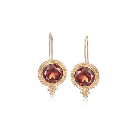 Ross Simons Garnet Drop Earrings Kt Yellow Gold Inches