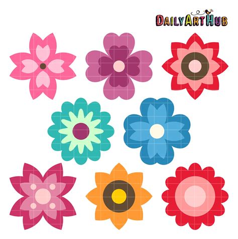 Simple Spring Flowers Clip Art Set Daily Art Hub Graphics