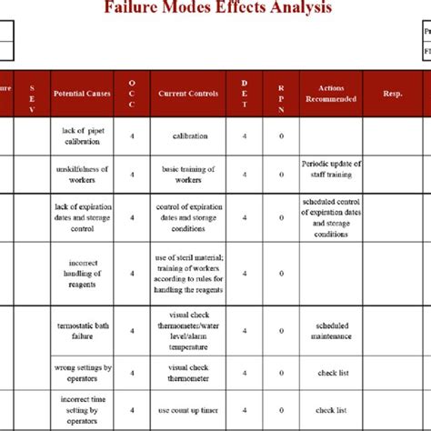 Example Of Fmea Strip Worksheet Fmea Strips Are Precompiled Portions