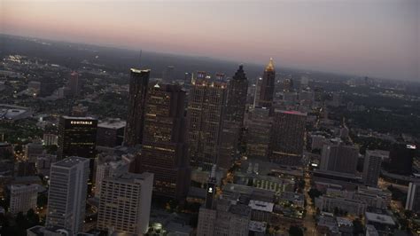 5k Stock Footage Aerial Video Tilting Up To Reveal Downtown Atlanta