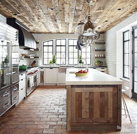 Pin By April Roberson On For The Home Brick Floor Kitchen Country