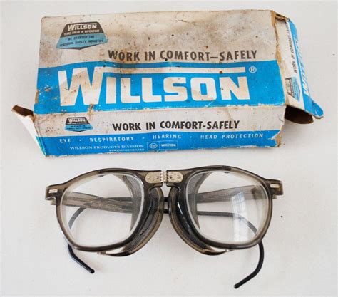 Vintage Willson Folding Safety Goggles Glasses Industrial Aviator Steampunk Hipster Crafter