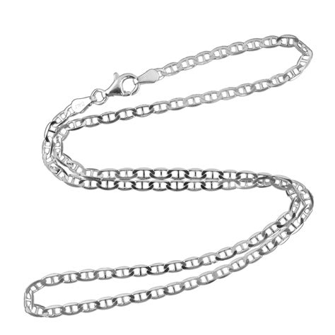 Sterling Silver Flat Marina Chain Necklace 925 Italy 27mm 16 18 24