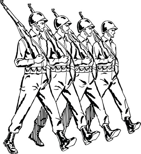 Free Clipart Of A Group Of Marching Army Soldiers