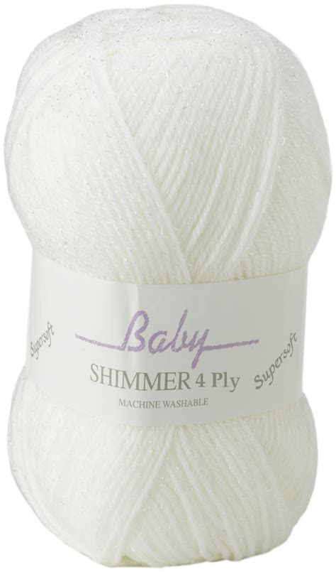 White Baby Shimmer 4 Ply Knitting Wool James Brett Acrylic Yarn 1 5 10