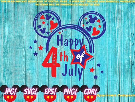 Disney Happy 4th July SVG Digital File Only SVG png cdr eps | Etsy