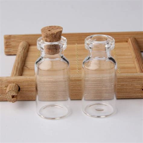 2ml Vials Clear Glass Bottles With Corks Mini Glass Bottle Wood Cap Empty Sample Jars Small