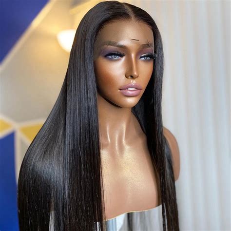 Black Straight Full Lace Front Wig Lace 150 Density Etsy