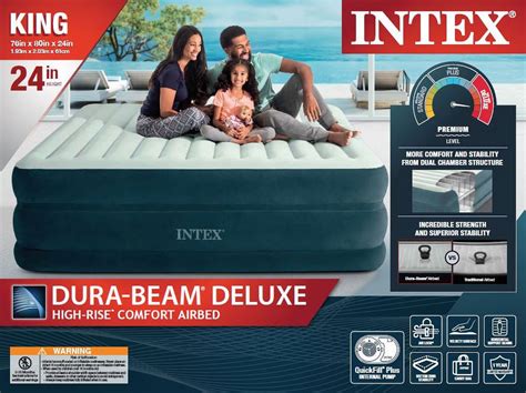 Intex 24 Dream Lux Pillow Top Dura Beam Airbed Mattress With Internal Pump King