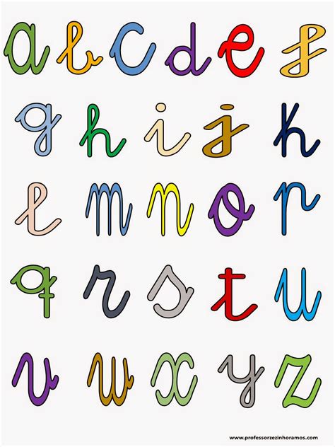 Alfabeto Colorido Completo Em Letra Cursiva Para Imprimir Alfabeto