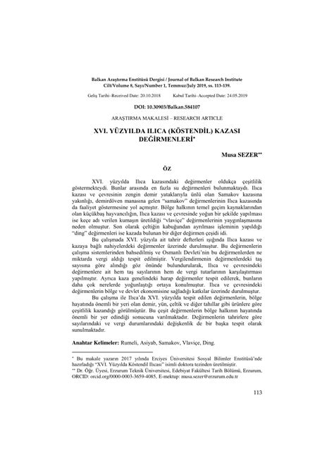PDF XVI YÜZYILDA ILICA KÖSTENDİL KAZASI DEĞİRMENLERİ