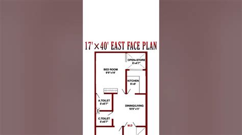 🏠 17 X 40 East Facing House Plan 17x40 Gjar Ka Naksha 2 Bhk Plan