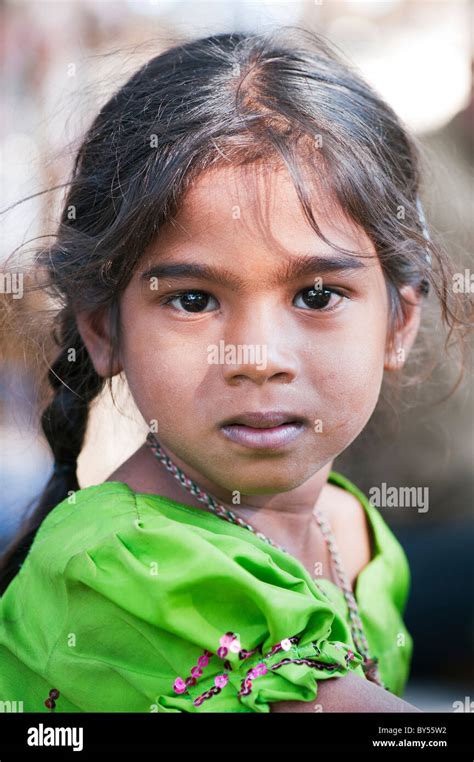 Shy Happy Indian Village Girl Portrait Andhra Pradesh India Stock