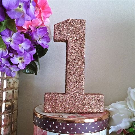 Rose Gold Number 1 One Glitter Letters St Birthday 1st