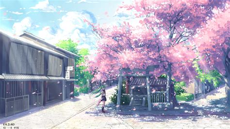 Anime Hatsune Miku Vocaloid Cherry Blossom Wallpapers