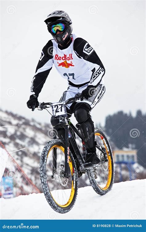 Extreme Snow Mountain Biking Editorial Stock Photo Image Of Helmet