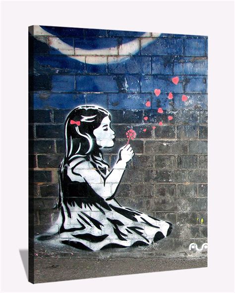 Banksy Wall Art Girl With Dandelion Banksy Graffiti Street Canvas Art