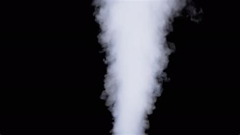 White Water Vapor Jet Of Vapour Steam On Black Background Slow Motion