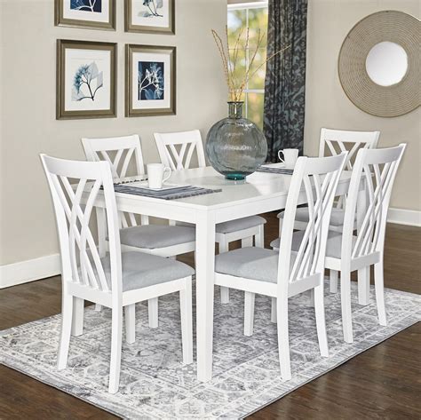 Maggie 7pc Dining Set In White By Linon