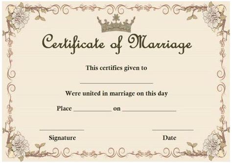 Fake Marriage Certificates Download Free Printable Fancy And Blank