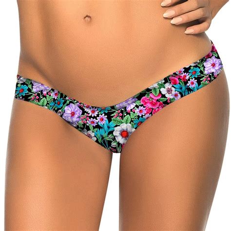 Buy Women Brazilian Print Bikini Bottom Thong Bathing Beach Swimsuit Swimwear