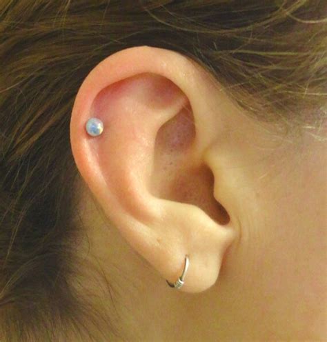 Blue Fire Opal Stud Cartilage Earring Tragus Helix Piercing