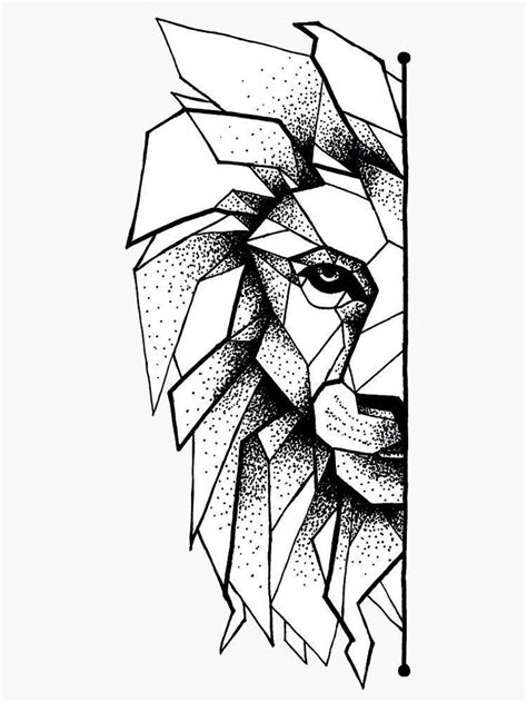 Géométrique Lion Autocollant Par Bencolangelart Geometric Drawing