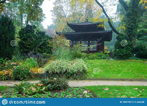Pagoda Awe Japanese Garden In Lecerkuse Germany Stock Image Image