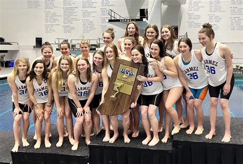 freshmen help carmel high school girls swim team continue state title streak current publishing
