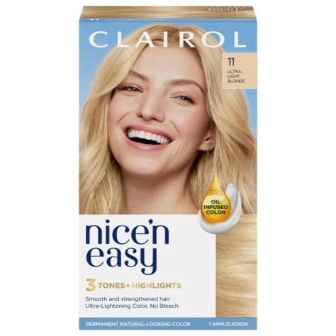 Clairol Nicen Easy 11 Ultra Light Blonde Permanent Hair Color 1 Ct Smiths Food And Drug